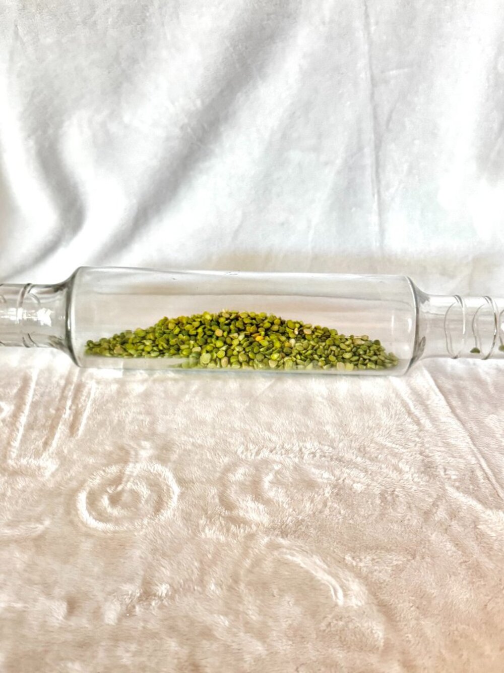 Vtg Glass Hollow Pastry Rolling Pin 16" Hand Blown Made USA Screw Metal Cap Ice